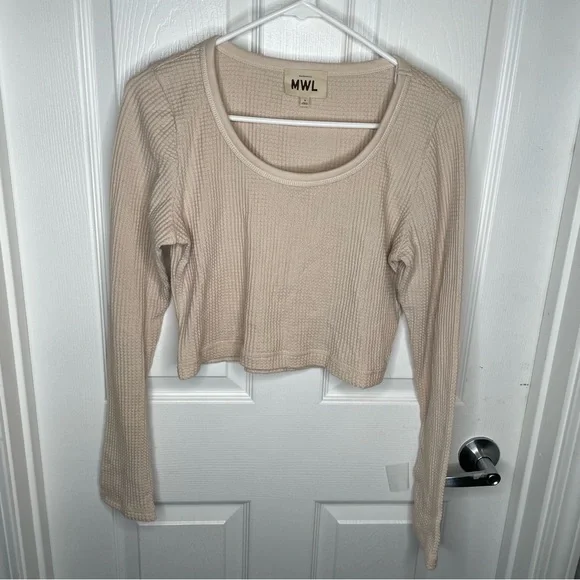 Madewell MWL Waffle Long-Sleeve Crop Tee in Harvest Moon M - Picture 2 of 10